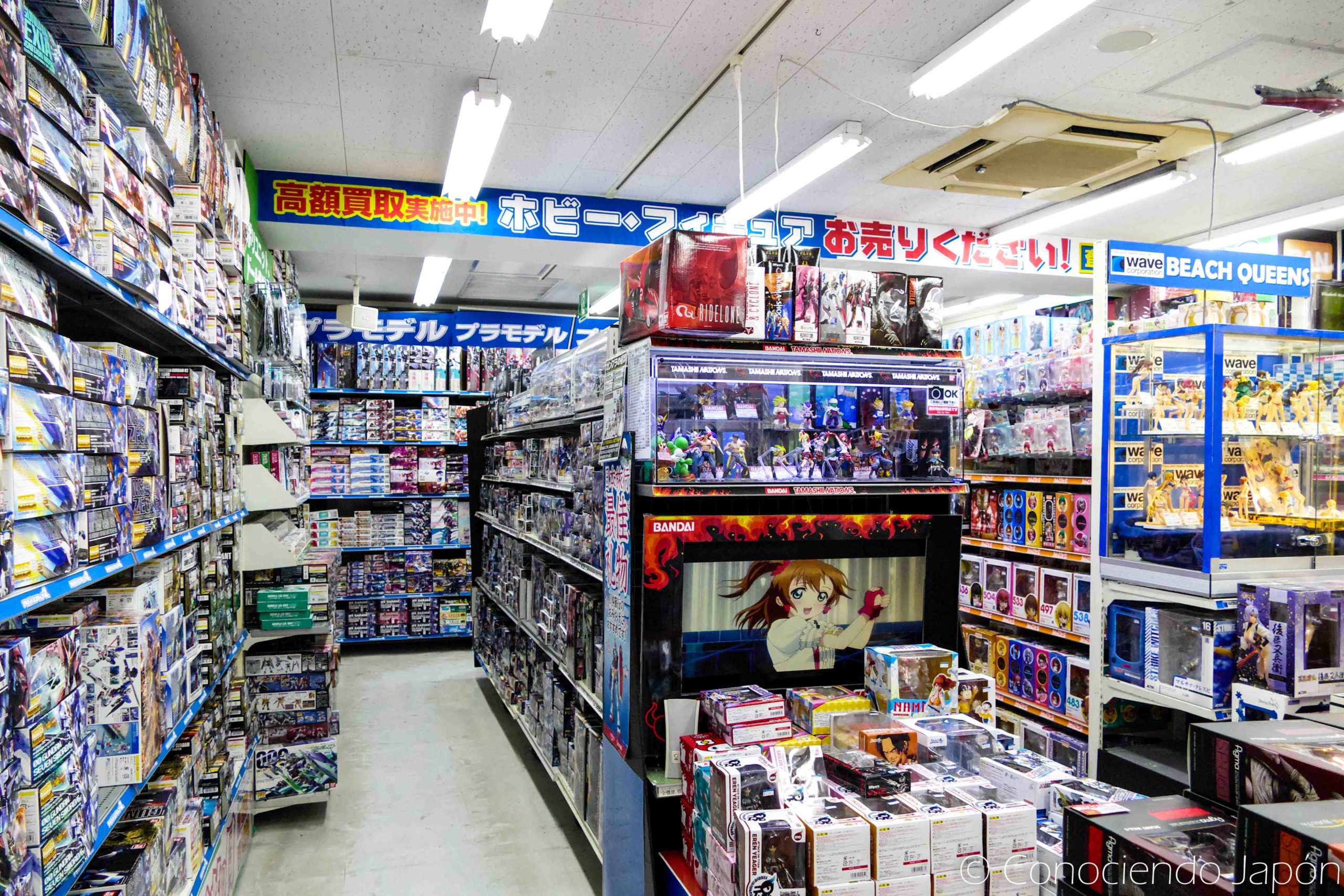 Juguetes y figuras en una tienda de anime en Akihabara